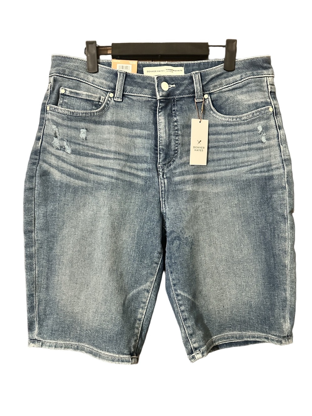 Denver Hayes Women’s Medium Indigo Blue Denim Hi-Rise Bermuda Jean Shorts Sz 14